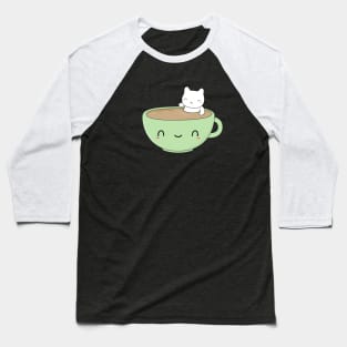 Cute Coffee Cat T-Shirt Baseball T-Shirt